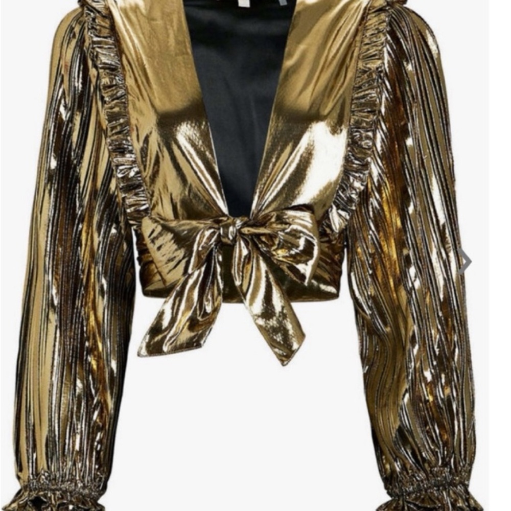 LoveShackFancy Gold Metallic Blouse